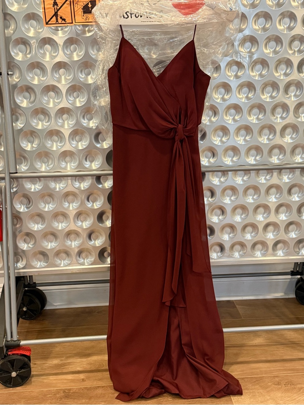 Jenny Yoo Burgundy Spaghetti-Strap Wrap Maxi Dress
